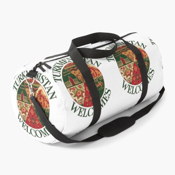 Item preview, Turkmenistan Welcomes Flag Map Darvaza crater, Karakum desert designed and sold by AnimalsDH305.