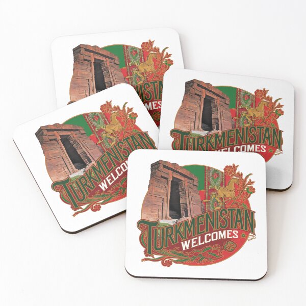 Item preview, Turkmenistan Welcomes Flag Map Darvaza crater, Karakum desert designed and sold by AnimalsDH305.