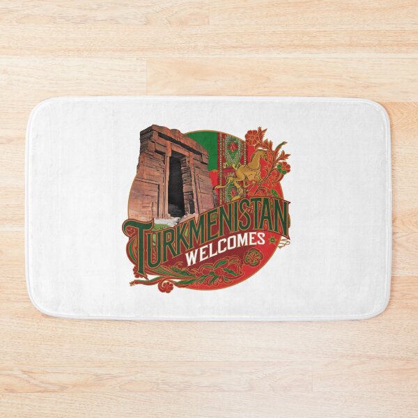 Item preview, Turkmenistan Welcomes Flag Map Darvaza crater, Karakum desert designed and sold by AnimalsDH305.
