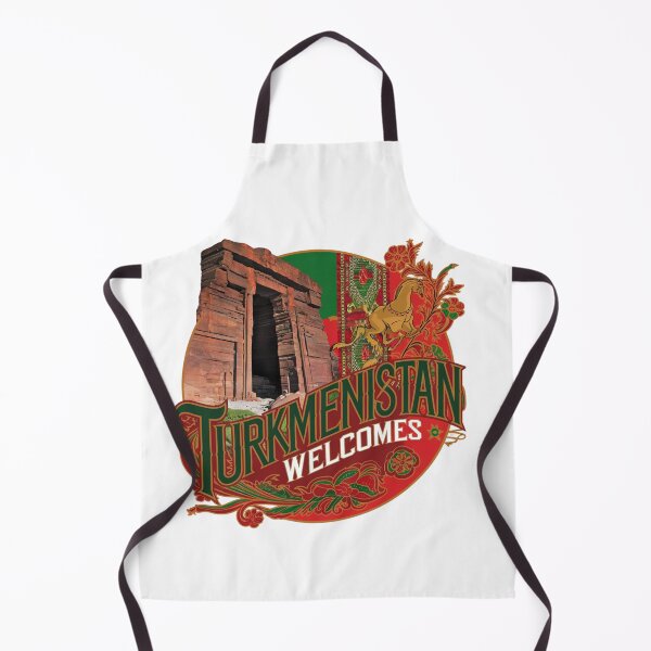 Item preview, Turkmenistan Welcomes Flag Map Darvaza crater, Karakum desert designed and sold by AnimalsDH305.
