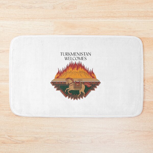Item preview, Turkmenistan Welcomes Flag Map Darvaza crater, Karakum desert designed and sold by AnimalsDH305.