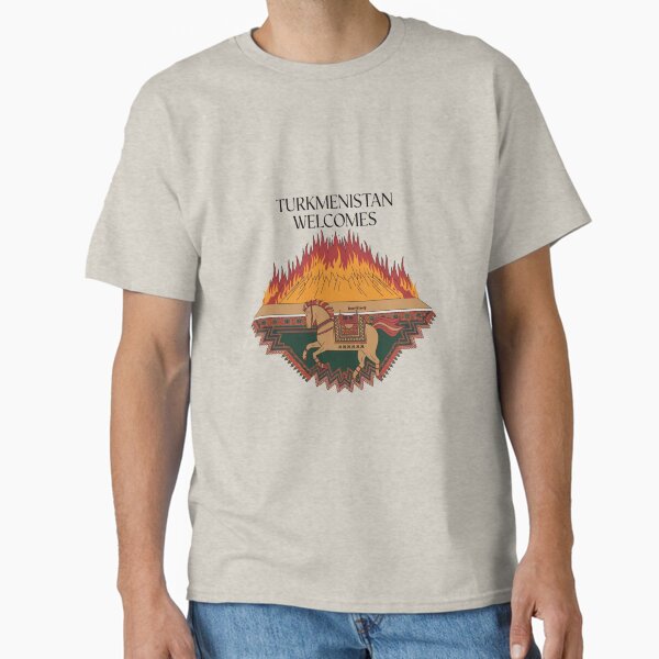 Item preview, Turkmenistan Welcomes Flag Map Darvaza crater, Karakum desert designed and sold by AnimalsDH305.