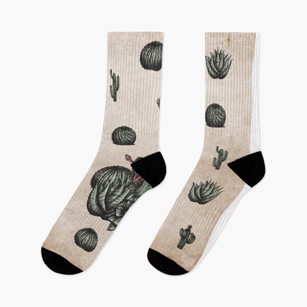 Item preview, cactus succulents flowers pattern on parchment designed and sold by BatJamDesigns.