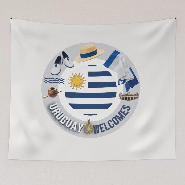 Item preview, Uruguay Welcomes Flag Map Montevideo, La Plata River designed and sold by AnimalsDH305.
