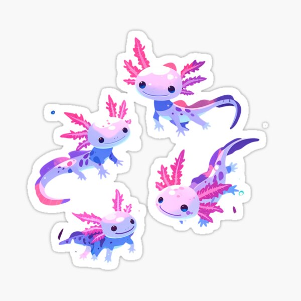 Vista previa del artículo con la obra «Cuatro lindos axolotls felices», diseñado y vendido por SMARTKIT  DESIGNAGENCY.