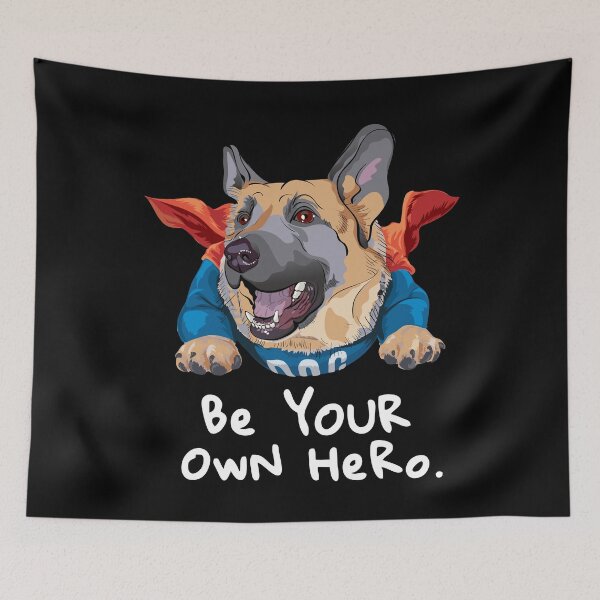 Item preview, "Cute German Shepherd Superdog – Flying Canine Hero | Be Your Own Hero, Puppy Power, Dog Lover Gift" designed and sold by artworkathome.