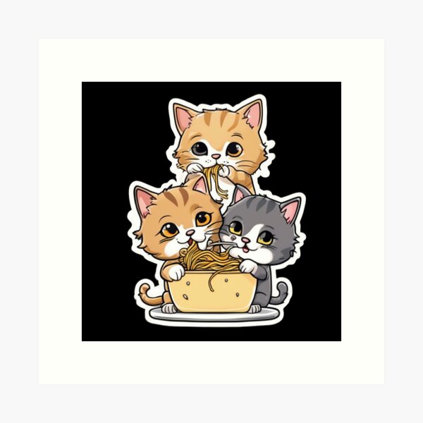 Item preview, Cats eating spaghetti designed and sold by Trixeroks.