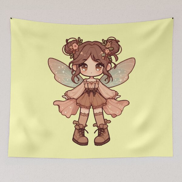 Item preview, Kawaii Fairycore Cottagecore Fairy Girl Yellow Background designed and sold by AnmitsuArt.