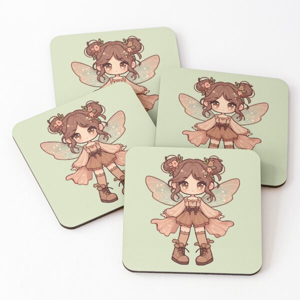 Item preview, Kawaii Fairycore Cottagecore Fairy Girl Olive Green Background designed and sold by AnmitsuArt.
