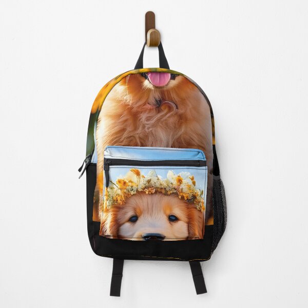 Item preview, cute golden retriever puppy with a tiara in flower garden designed and sold by MeAesthetics.