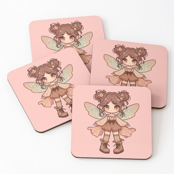 Item preview, Kawaii Fairycore Cottagecore Fairy Girl Pink Background designed and sold by AnmitsuArt.