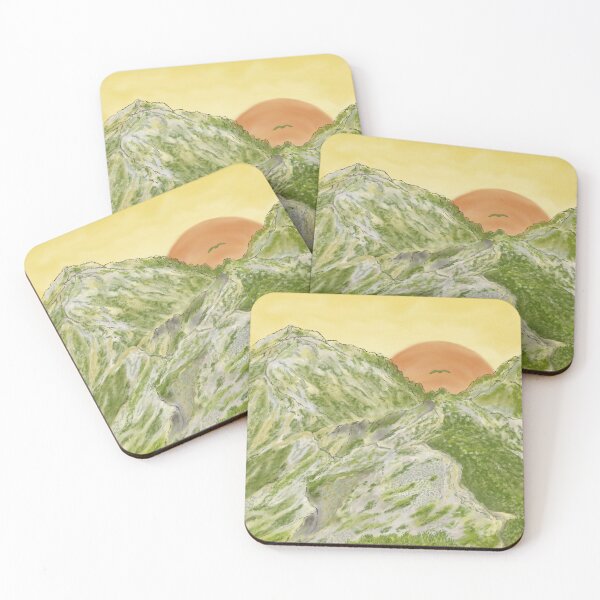Item preview, High mountains at beautiful and romantic sunset designed and sold by greenPQBstudio.