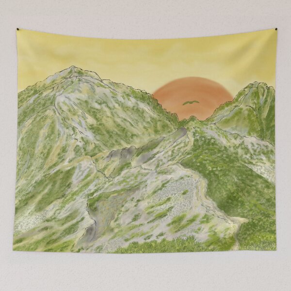 Item preview, High mountains at beautiful and romantic sunset designed and sold by greenPQBstudio.