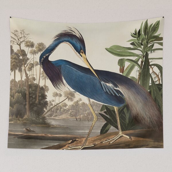 Item preview, Blue Heron Vintage Tropical Bird  designed and sold by EcoArtLab.