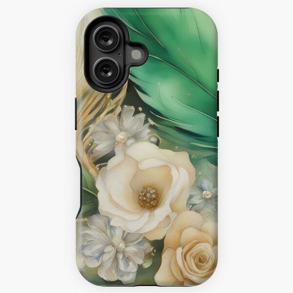 Item preview, Green Feather and Flowers designed and sold by BookCovered.