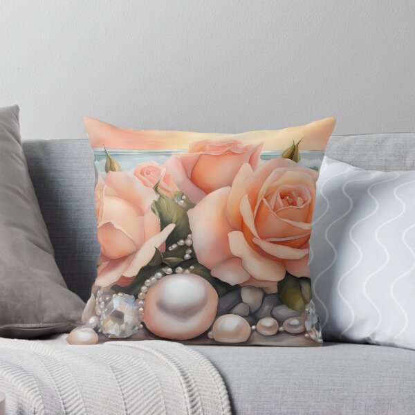 Item preview, Peach Roses and Pearls on Beach designed and sold by CalmnessbyChoice.