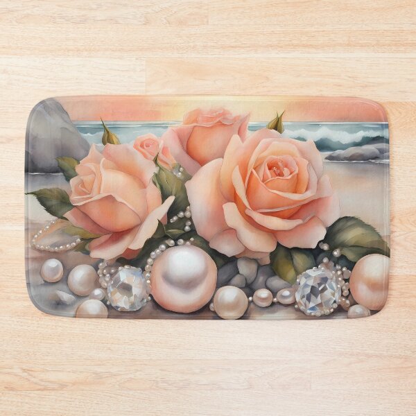 Item preview, Peach Roses and Pearls on Beach designed and sold by CalmnessbyChoice.