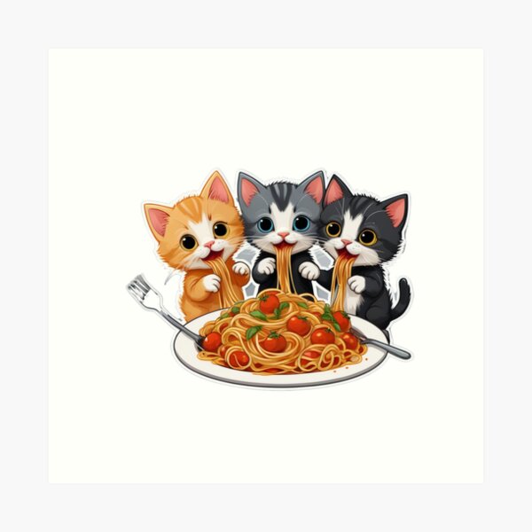 Item preview, Kittens eating spaghetti designed and sold by Trixeroks.
