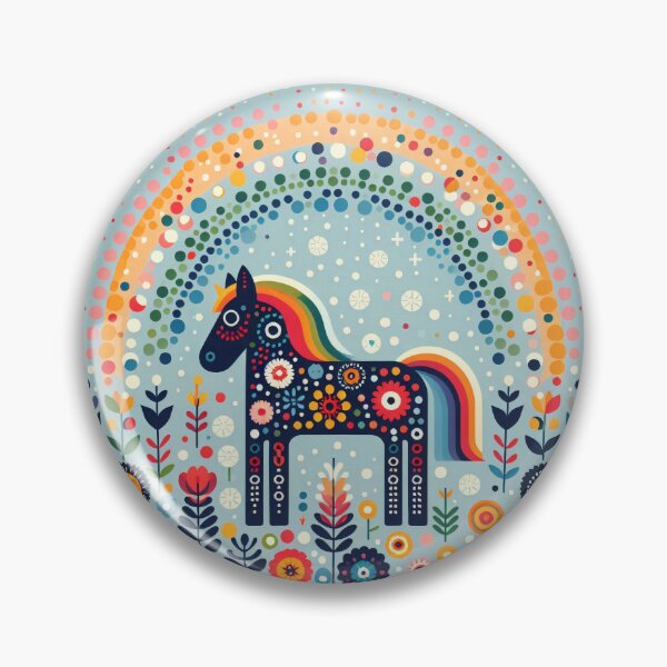 Item preview, Scandinavian Folk Art Dala Horse – Rainbow and Wildflowers by heidiannemorris designed and sold by FOLK ART FUSION.
