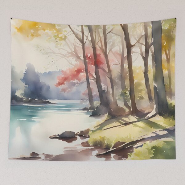 Item preview, Peaceful River at Autumn designed and sold by CalmnessbyChoice.