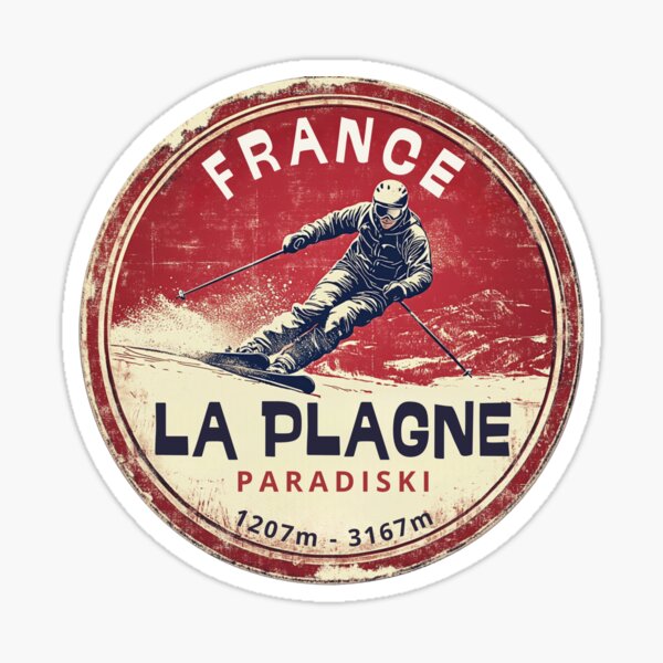 La Plagne Medaille Vintage Ski Station Sports D'hiver Autocollant