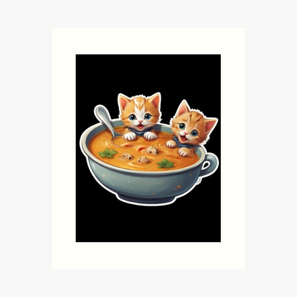 Item preview, Kittens bathing in soup designed and sold by Trixeroks.