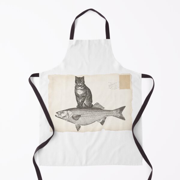Item preview, Cat on Fish Surreal Vintage Postcard designed and sold by ajuly.