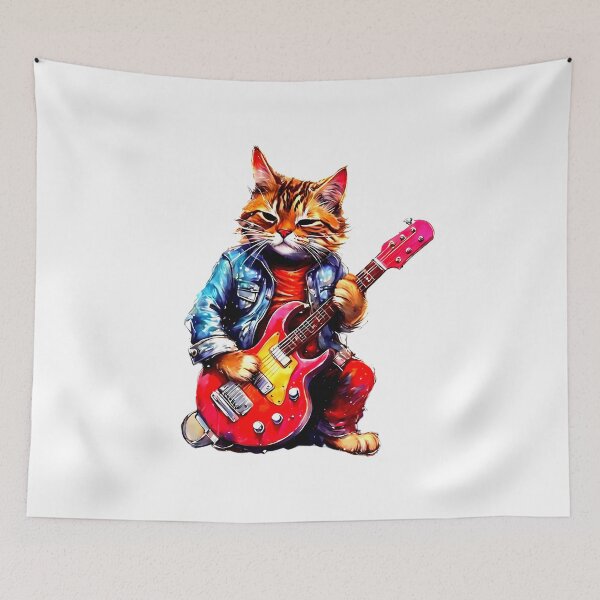 Aperçu de l'œuvre Cat Playing Guitar , Funny Guitar Cat , Cat Lovers créée et vendue par seritik.