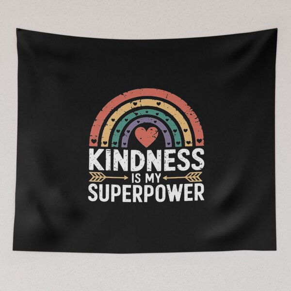 Item preview, Colorful Retro Rainbow Quote Design - Kindness Is My Superpower Inspirational Art designed and sold by love3617.
