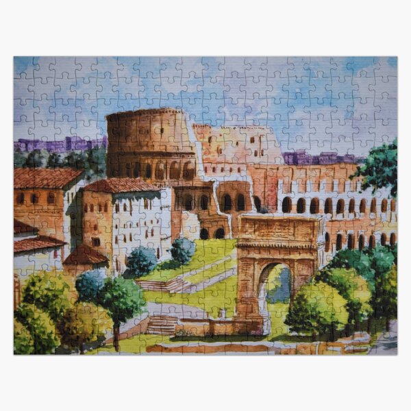 Vista previa del artículo con la obra «Coliseo de Roma en acuarela - Puzzle», diseñado y vendido por puzzleworld999.