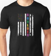 Boulder Colorado Gay Pride Shirt - Boulder LGBT Rainbow Flag Shirt Unisex T-Shirt
