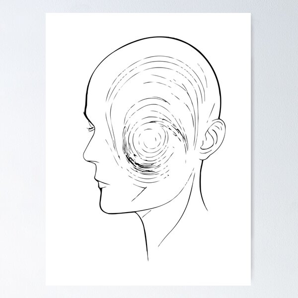 Item preview, Line art of side human face in deep thoughts designed and sold by Third-designer.