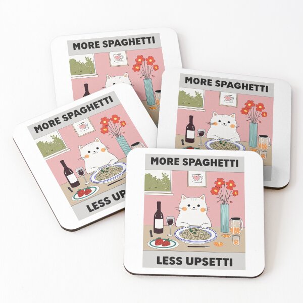 Item preview, "More Spaghetti, Less Upsetti" Funny Cat Lover T-Shirt – Cute Food Humor Gift designed and sold by Colorful-Garden.