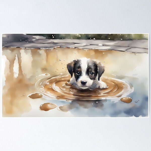 Item preview, Cute Puppy in Puddle designed and sold by BookCovered.
