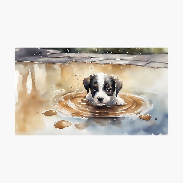 Item preview, Cute Puppy in Puddle designed and sold by BookCovered.