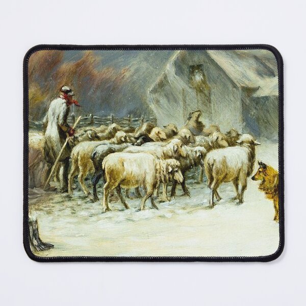 Item preview, Shepherd with Flock of Sheep and Dog designed and sold by tomorrowsart.