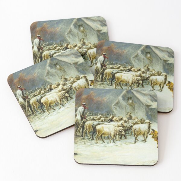 Item preview, Shepherd with Flock of Sheep and Dog designed and sold by tomorrowsart.