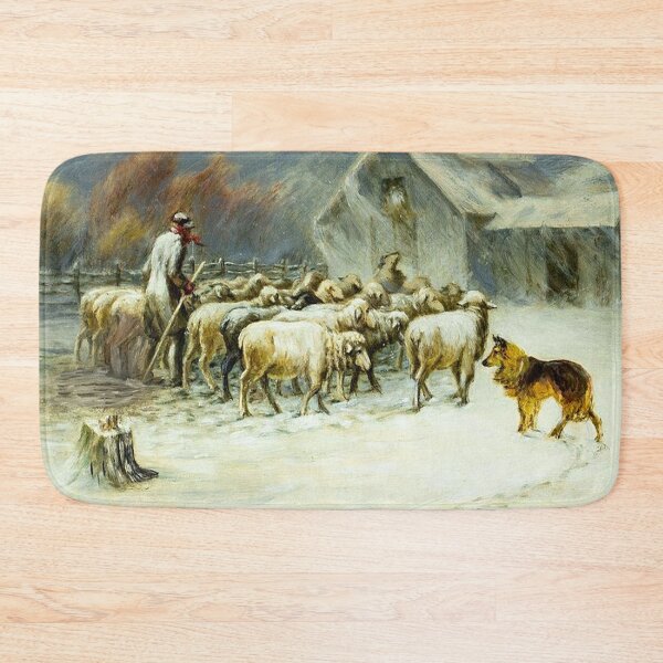 Item preview, Shepherd with Flock of Sheep and Dog designed and sold by tomorrowsart.