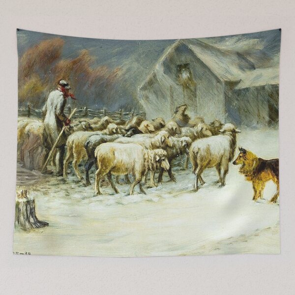 Item preview, Shepherd with Flock of Sheep and Dog designed and sold by tomorrowsart.