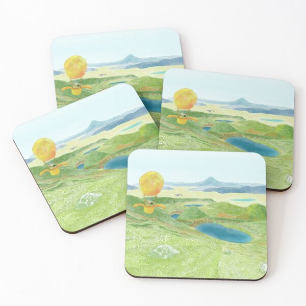 Item preview, Three friends on an adventure in idyllic volcanos designed and sold by greenPQBstudio.