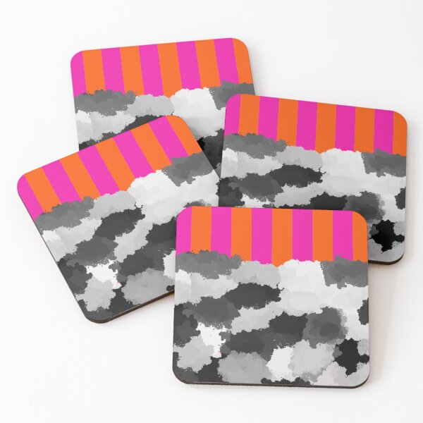 Item preview, Vibrant Neon Pink and Orange Vertical Stripes Vs Black and White Splatter designed and sold by Deutschic.