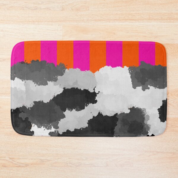 Item preview, Vibrant Neon Pink and Orange Vertical Stripes Vs Black and White Splatter designed and sold by Deutschic.