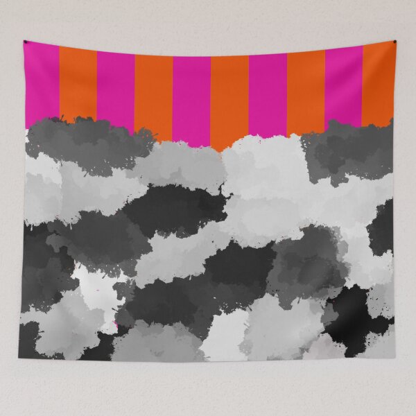 Item preview, Vibrant Neon Pink and Orange Vertical Stripes Vs Black and White Splatter designed and sold by Deutschic.