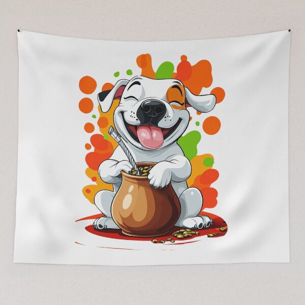 Item preview, Happy Dogo Argentino Drinking Yerba Mate – Funny Mate Lover Cartoon designed and sold by flamini.