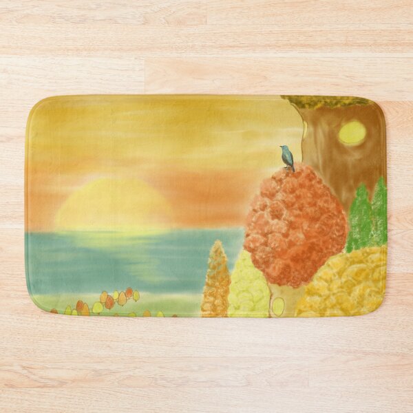 Item preview, Upper hill tree village at peaceful sunrise designed and sold by greenPQBstudio.