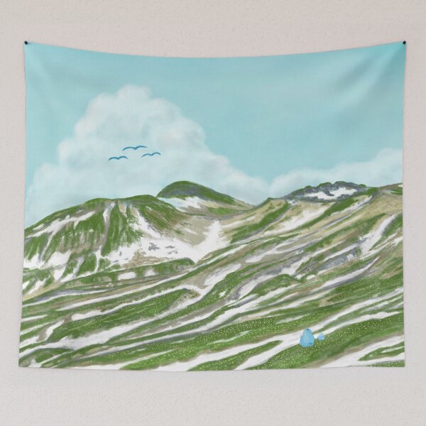 Item preview, Magnificent and beautiful snowy mountains in summer designed and sold by greenPQBstudio.