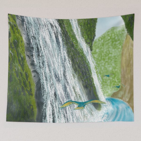 Item preview, A mystical waterfall and ravine designed and sold by greenPQBstudio.