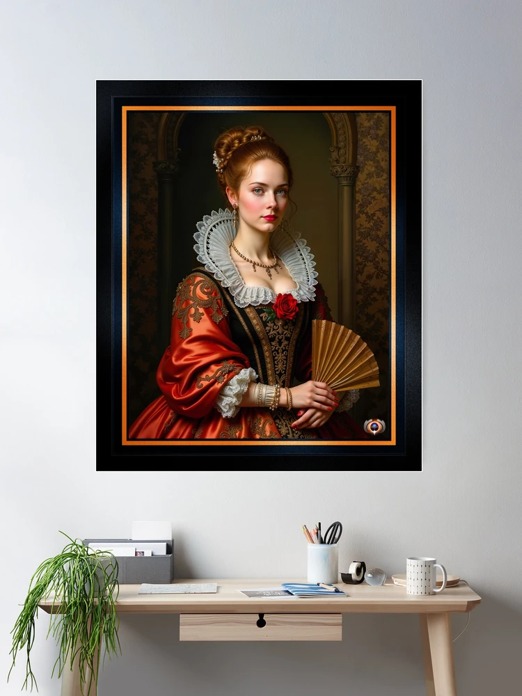 A Timeless Portrait Of Elowen Cordelia Vasquez, A Renaissance Age Beauty AI Concept Art by Xzendor7 2 A Timeless Portrait Of Elowen Cordelia Vasquez, A Renaissance Age Beauty Enchanting AI Concept Art by Xzendor7 Wall Decor Poster Art Print