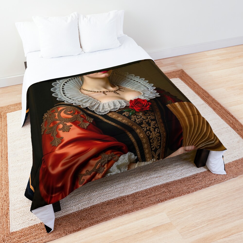 A Timeless Portrait Of Elowen Cordelia Vasquez, A Renaissance Age Beauty AI Concept Art by Xzendor7 3 A Timeless Portrait Of Elowen Cordelia Vasquez, A Renaissance Age Beauty Enchanting AI Concept Art by Xzendor7 Decorative Art Print Comforter