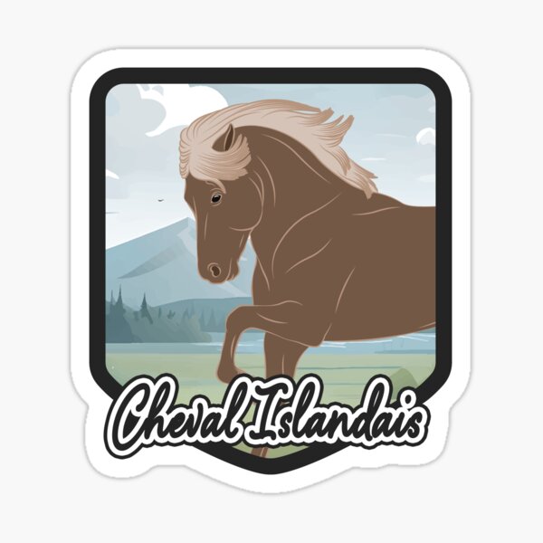 Aperçu de l'œuvre Cheval Islandais, écusson cheval gris souris, cheval de selle léger, cheval d'allure, races de chevaux de l'Islande créée et vendue par WebEquitation®.